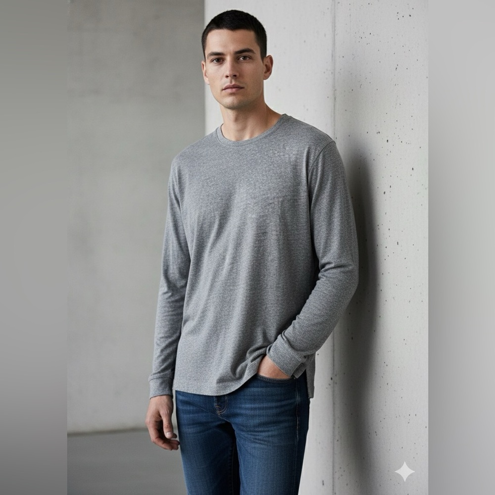 John Elliott Tri-Blend Long Sleeve Mercer Tee Heather Grey Size 3 L